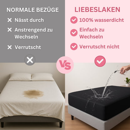 Liebeslaken - das wasserdichte Spannbettlaken mit Griffen